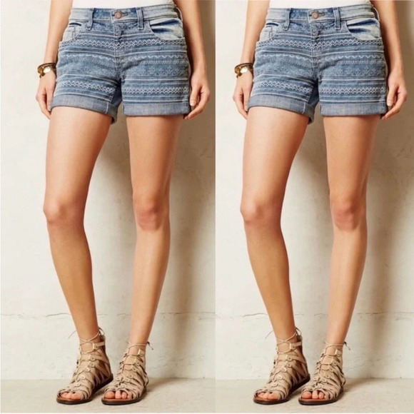 ANTHROPOLOGIE Pilcro Embroidered Stet Denim Shorts size 28 - Picture 11 of 11